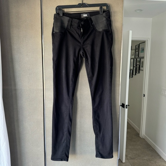 EUC Paige Skinny Black Maternity Jeans Transcend Verdugo size 26 - Picture 2 of 15